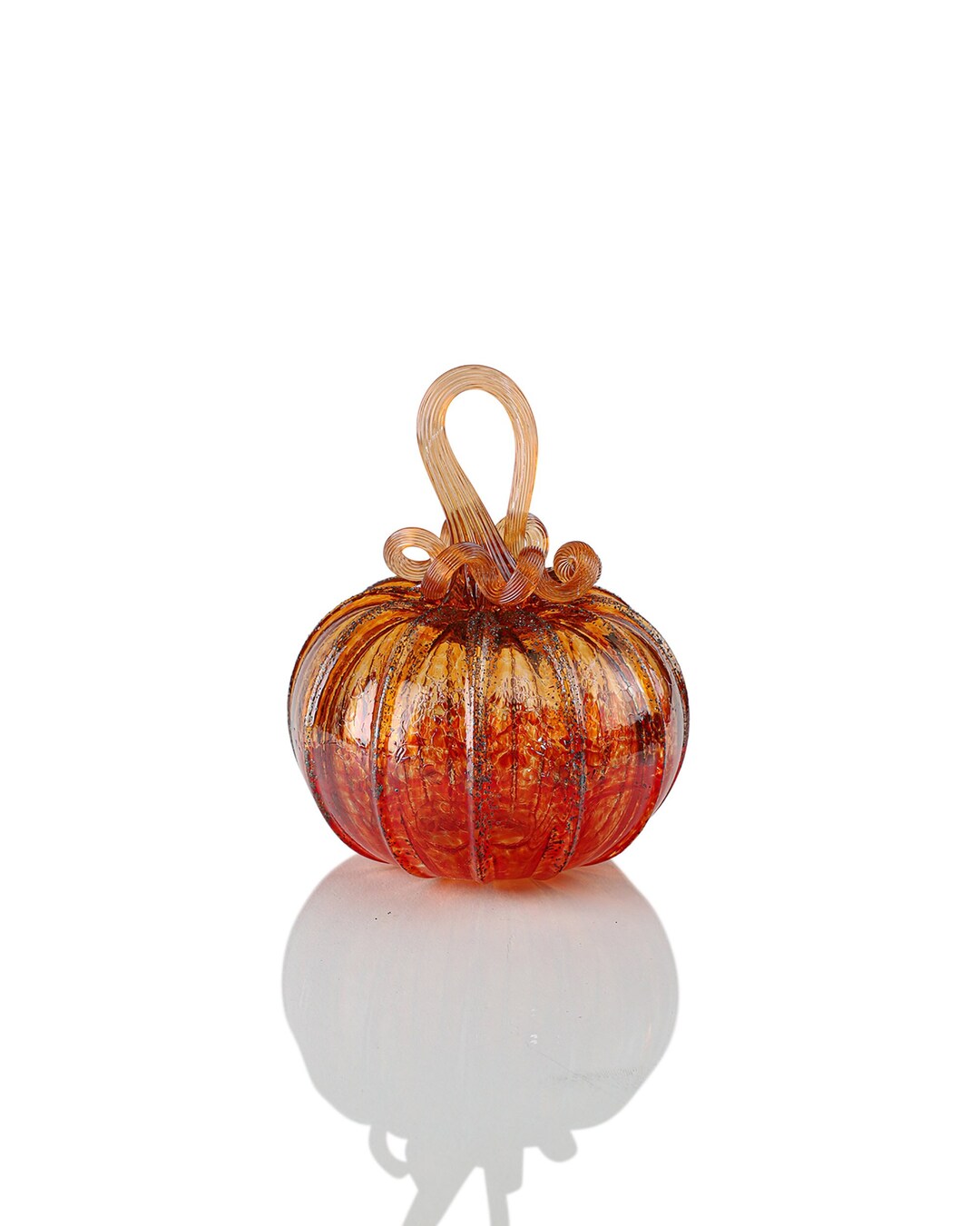 Grapefruit & Candy Apple Red Light up Pumpkin Handblown Glass Handmade