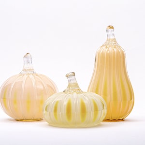 Daisy - Opaque Pumpkin with Tealight | Hand Blown Glass Pumpkin Candle | Glass Candle | Light Up Pumpkin