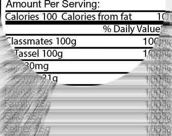 Graduation Nutrition Facts Label