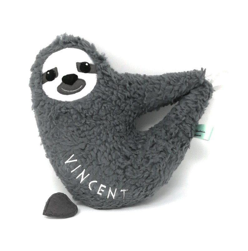 made of cotton ECO 25 cm Play box soft toy stuffed toy sloth interchangeable music box Gift Baby Boy with name /& wish melody