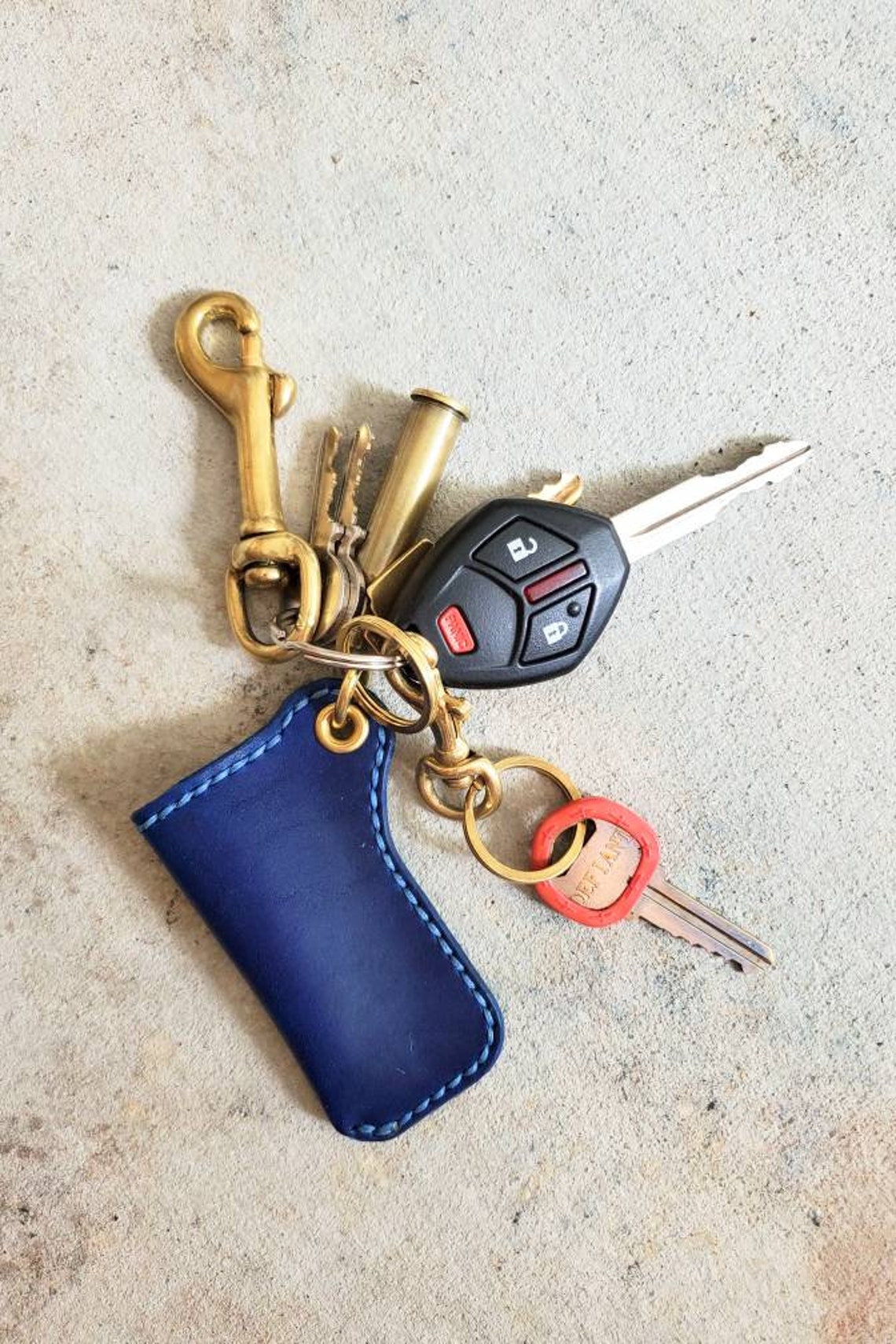 Handmade Monochrome Leather Lighter Holder Keychain Etsy