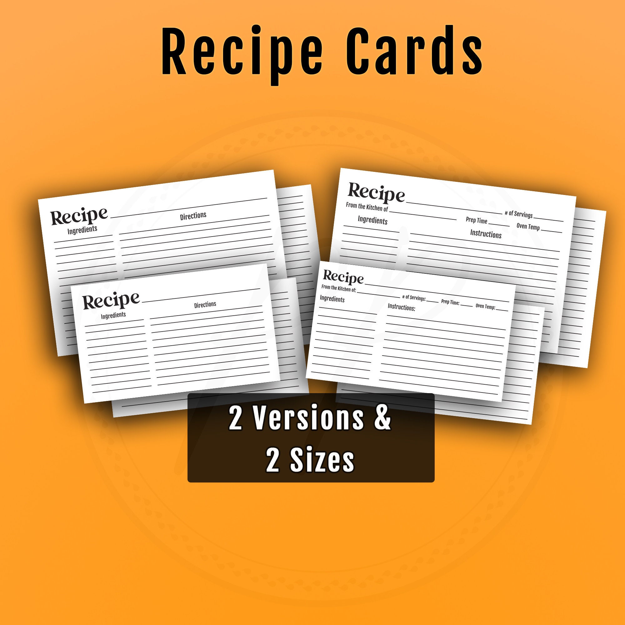 Recipe Cards Set 225x25 Recipe Cards 25x25 Index Card Recipe Journal Meal Plan  Recipe Template Recipe Binder Food Chart Recipe Card Print Food Intended For 3 X 5 Index Card Template