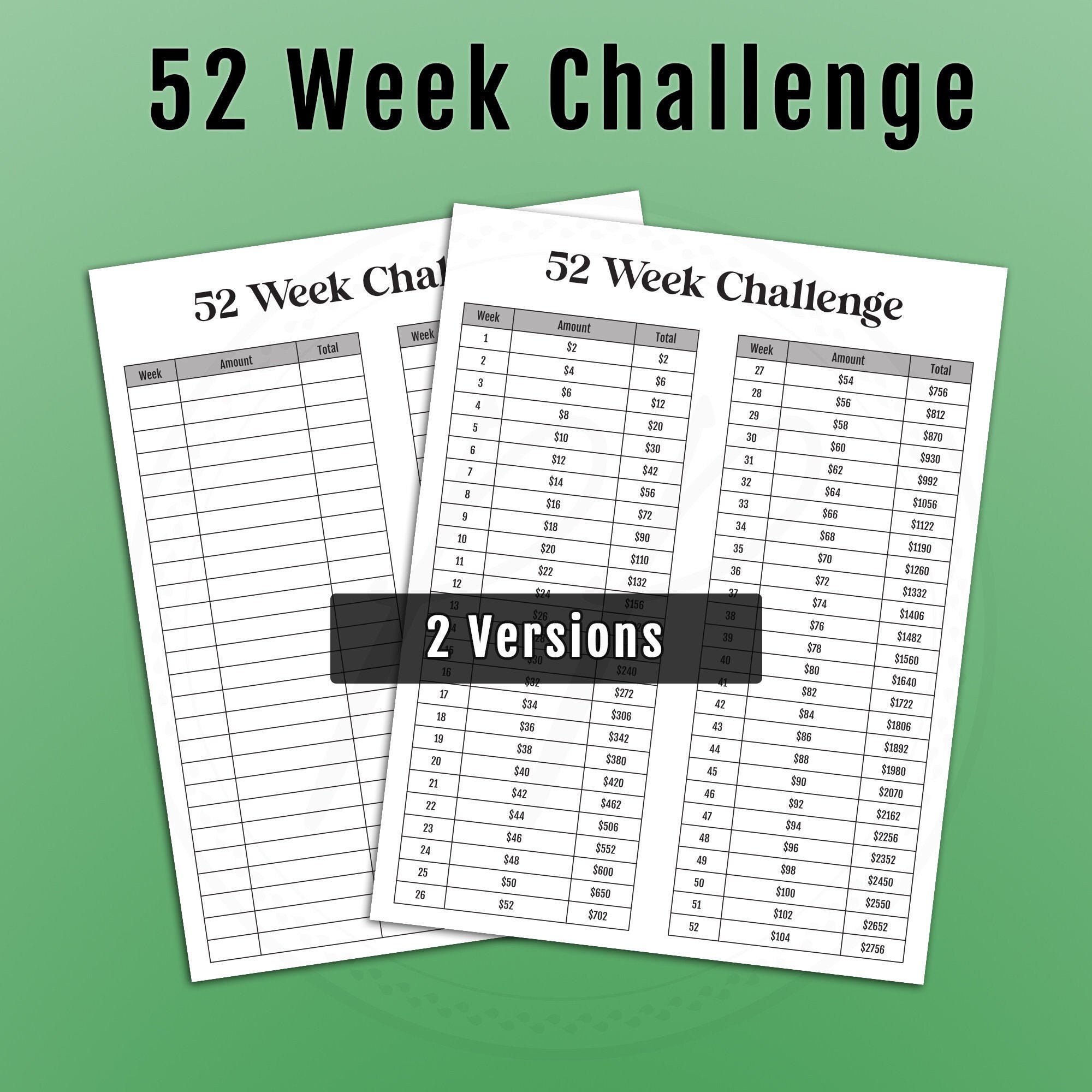 52 Week Savings Challenge Savings Tracker Budget Planner Dave Ramsey