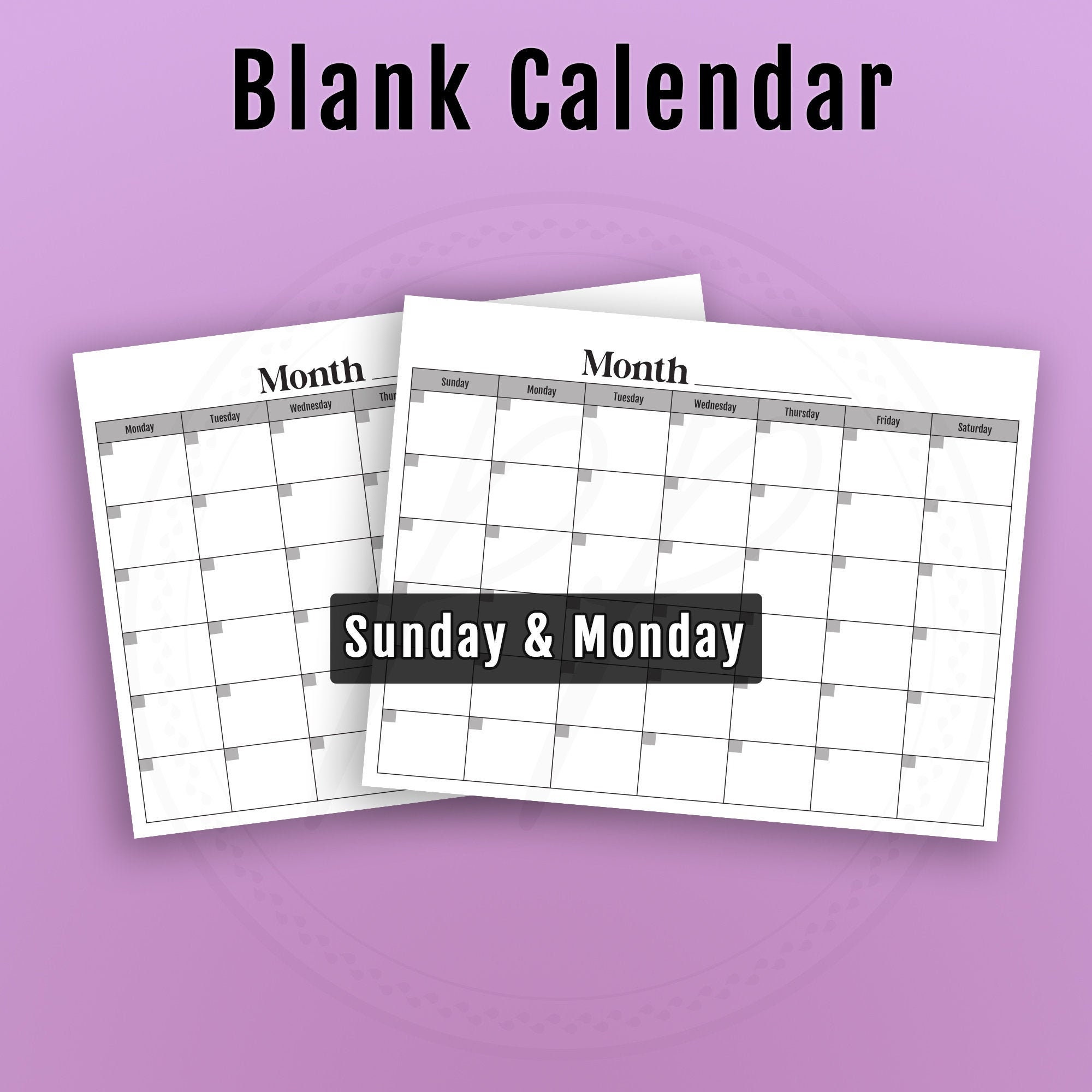 blank calendar pages empty calendar printable calendar etsy