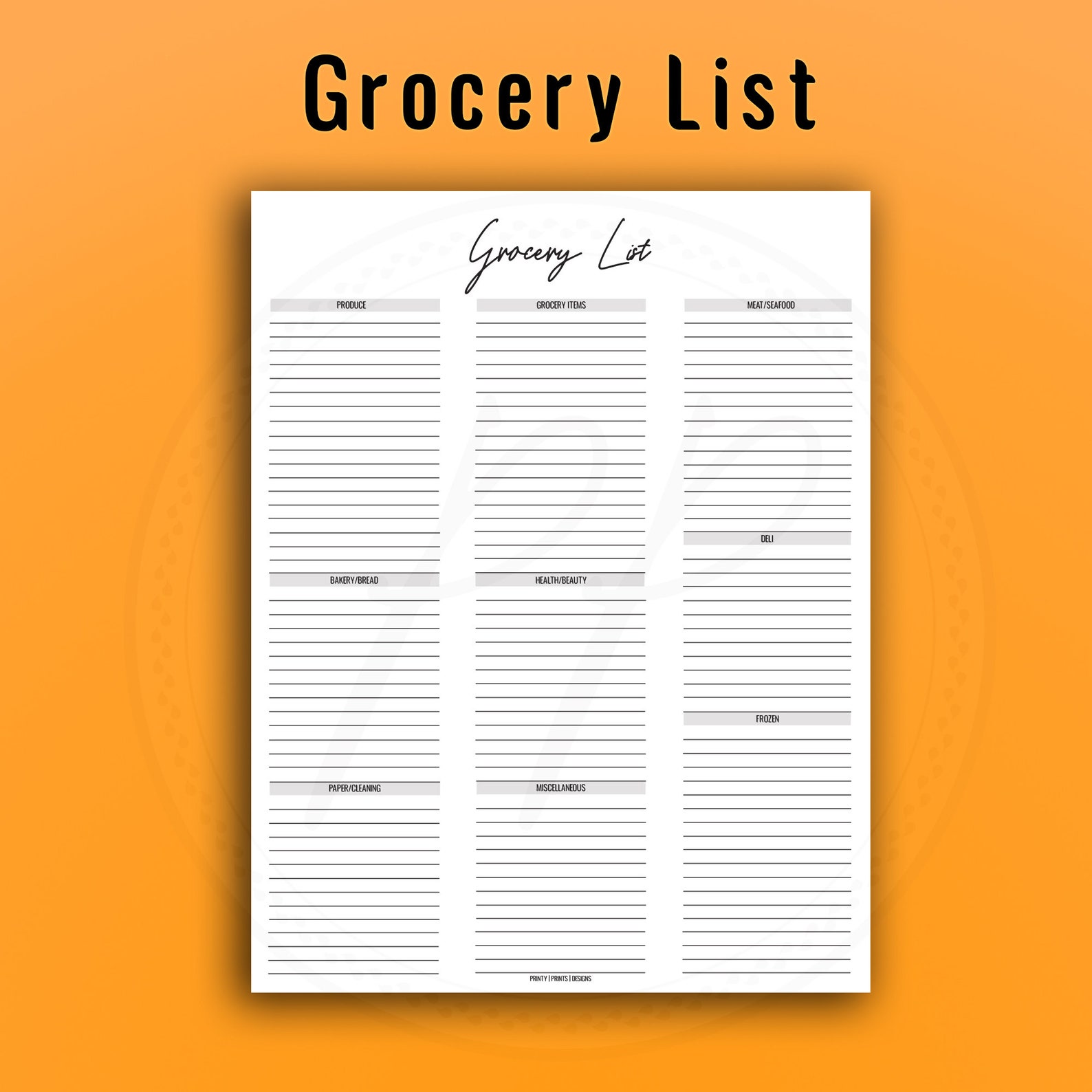 Grocery List Grocery List Notepad Grocery List Planner List Etsy
