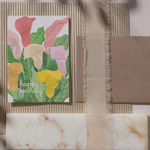 Happy Birthday - Calla Lilien, Farbe, Grußkarte, digitaler Download