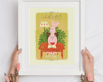 Ideas, Rabbit, Printable, artprint