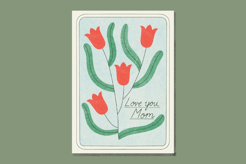 Red flowers, Mother Card, 2022, greeting card image 1