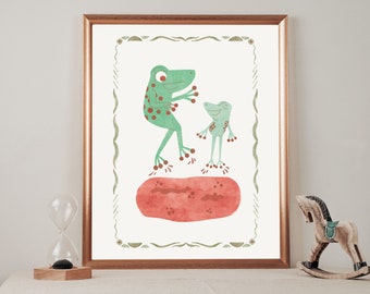 Frogs, Mother and child, Printable