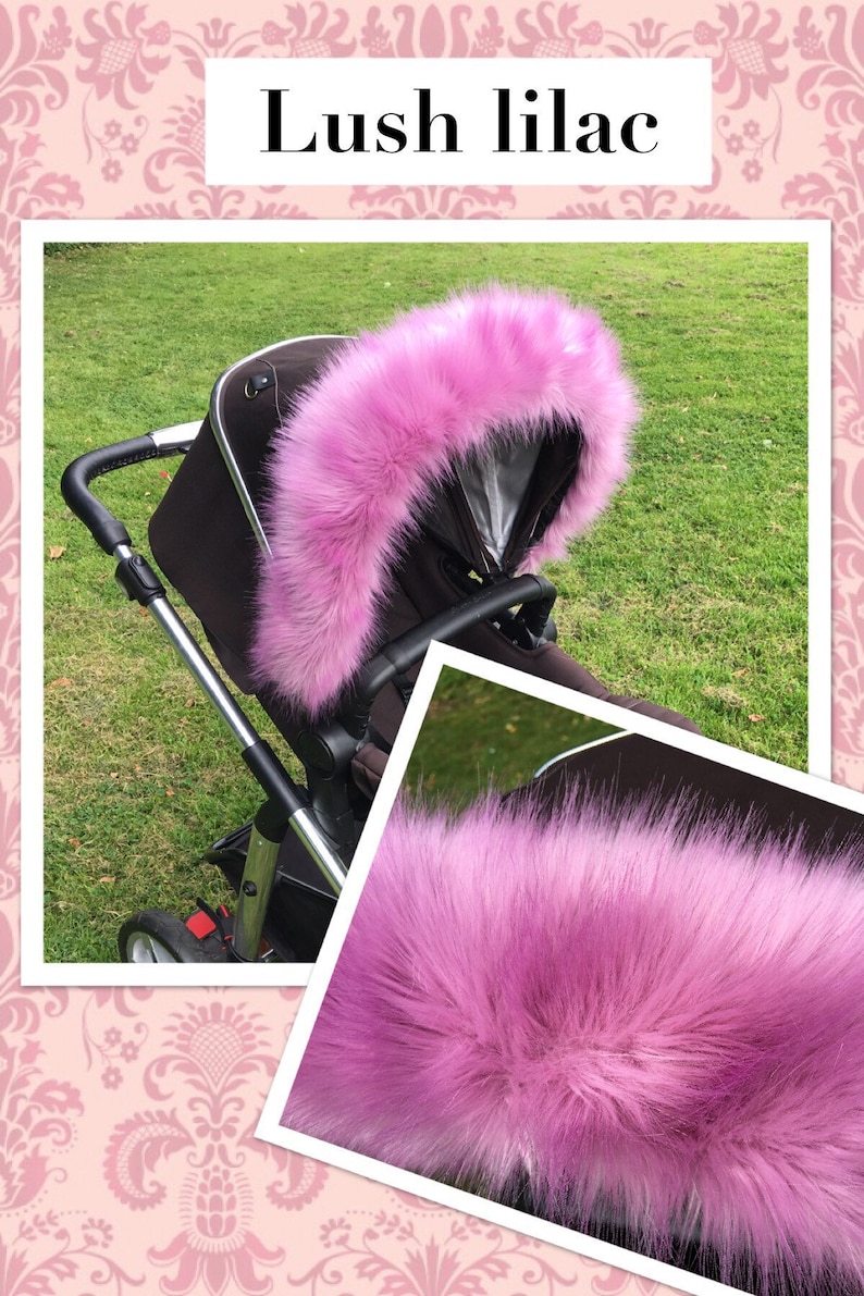 pink pram with fur hood