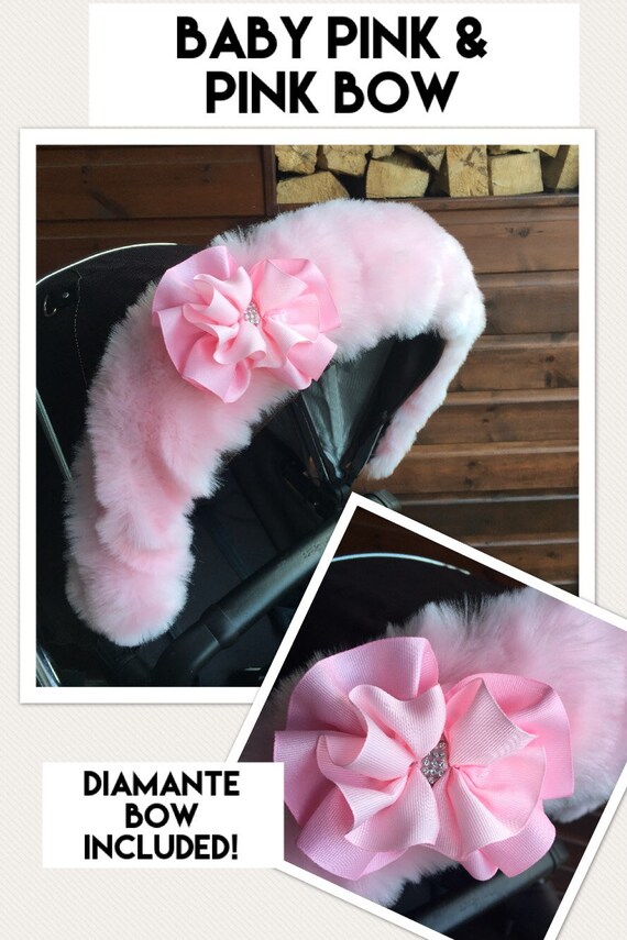 pink pram with fur hood