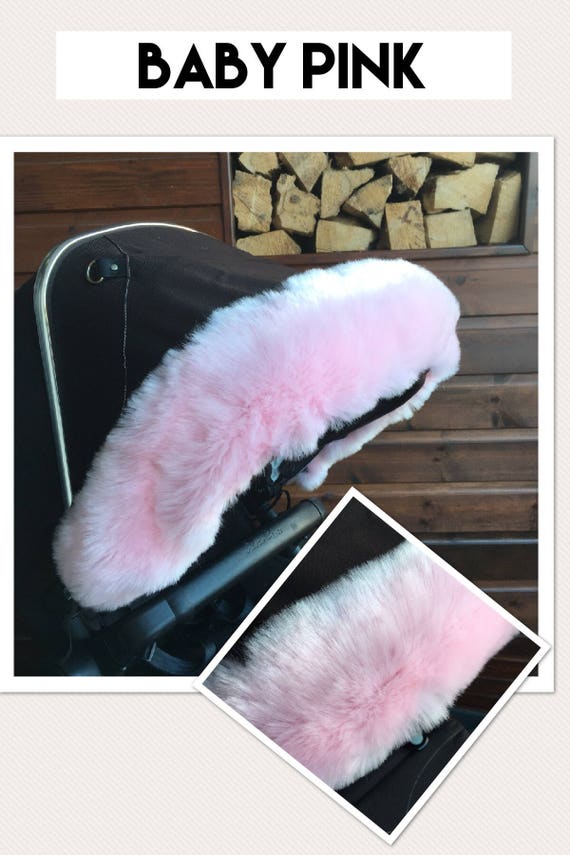 pink pram with fur hood