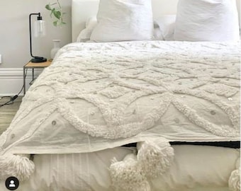 White Throw Blanket/Boho Throw Blanket/Boho Bedding/Couch Cover/Bed Throw/Cotton Throw/Sofa throw/Couch throw/ Gift for Her