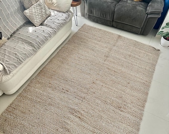 Benutzerdefinierte gewebter Jute Teppich: 150x250 Boho Bauernteppich mit Silberfäden