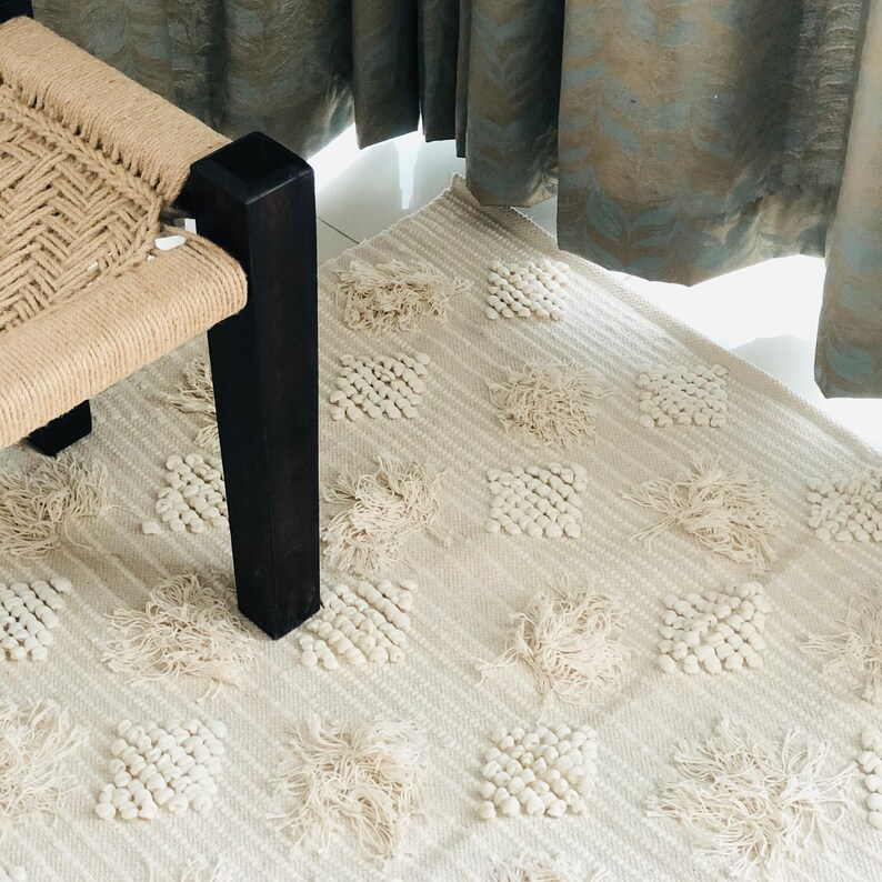 Ivory Boho Scandinavian Rug Bohemian 4x6 Area rug Cotton Etsy