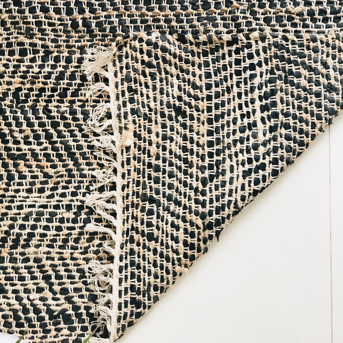 Recycle Jute Leather Rug Rugs for Living Room Scandinavian Etsy