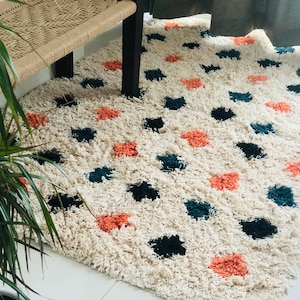 Nursery rug/Tufted Dots Rug/Boho Living Room Rug/Bedroom rug/Boho Teppich/Soft Play mat/Kid room rug/Washable cotton rug/Kindergarten rug