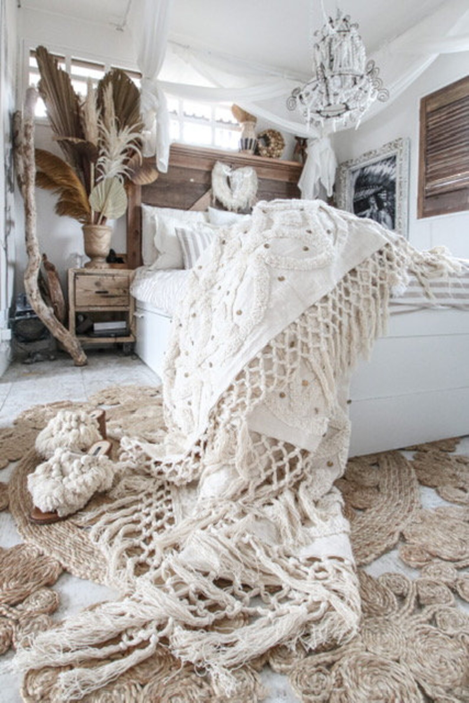 Moroccan Blanket Beige Boho Throw Blanket Boho Bedding Etsy