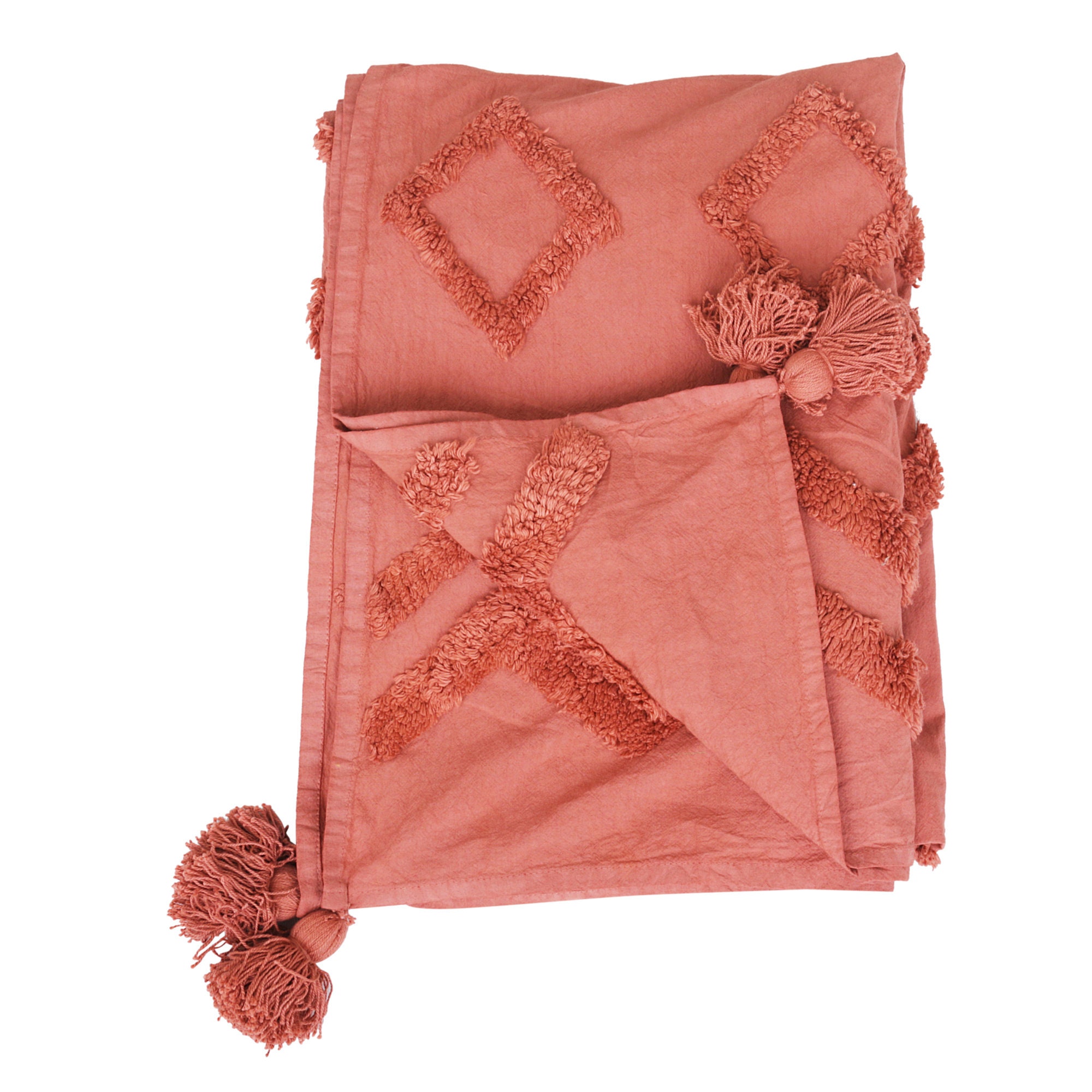 Rust Tufted Throw Blanket Boho Blanket Bohemian Bed Throw Etsy Singapore