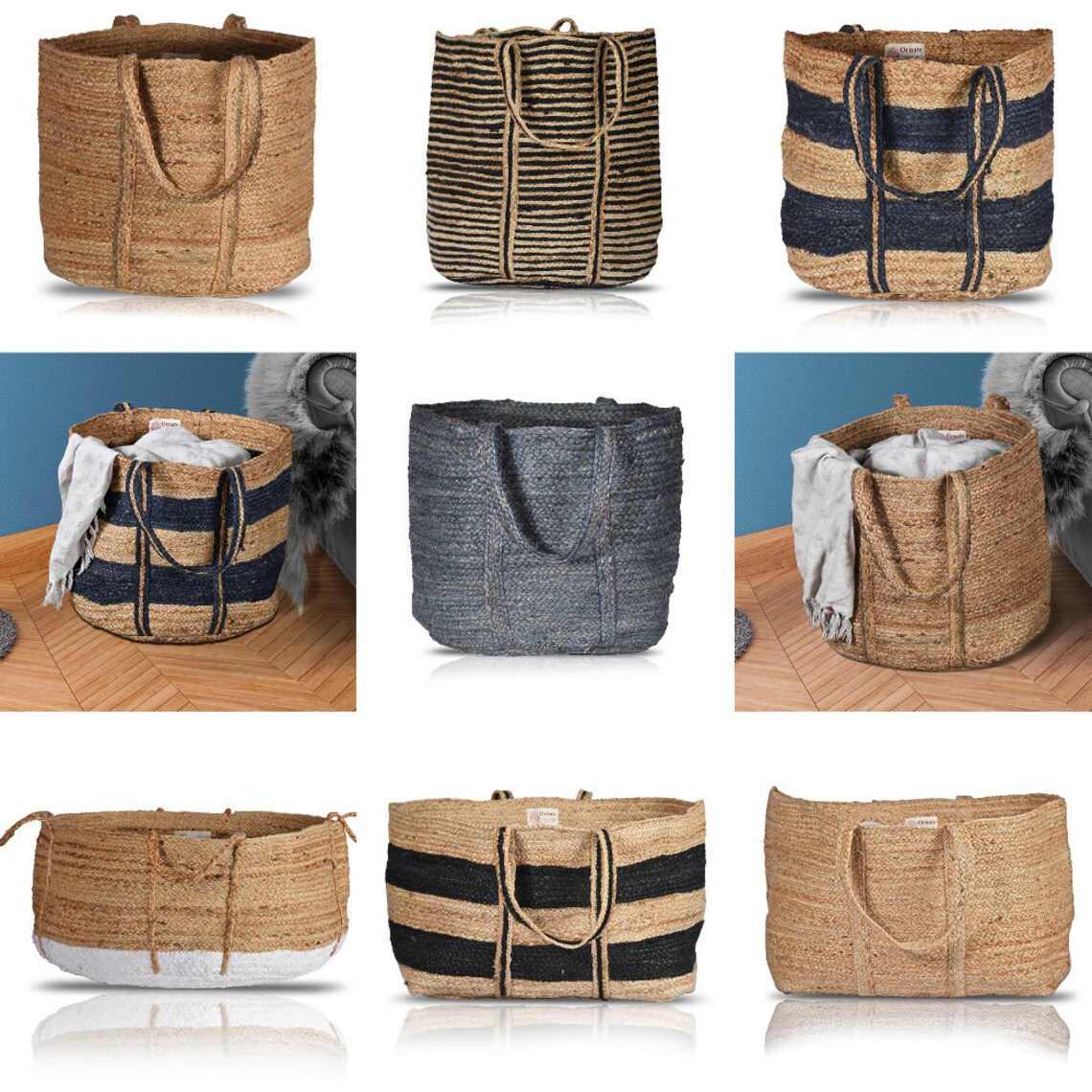 XLarge laundry basket Round Jute laundry bag Large laundry Etsy