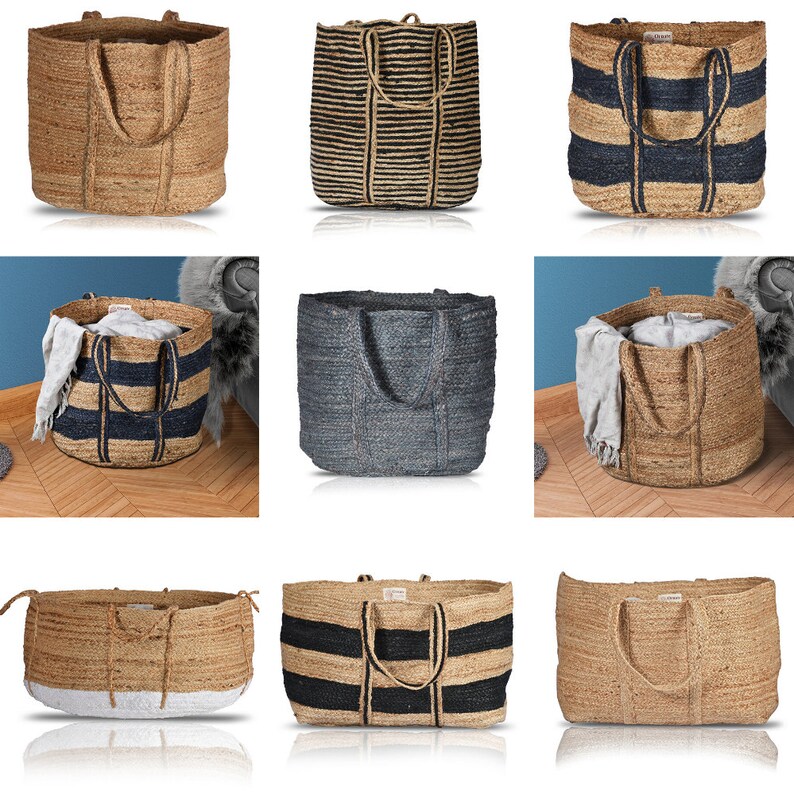 XLarge laundry basket Round Jute laundry bag Large laundry Etsy