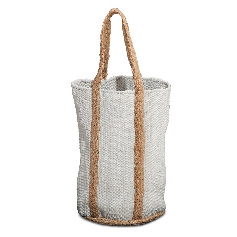 White Laundry Basket Round Jute Laundry Bag Large Laundry Etsy