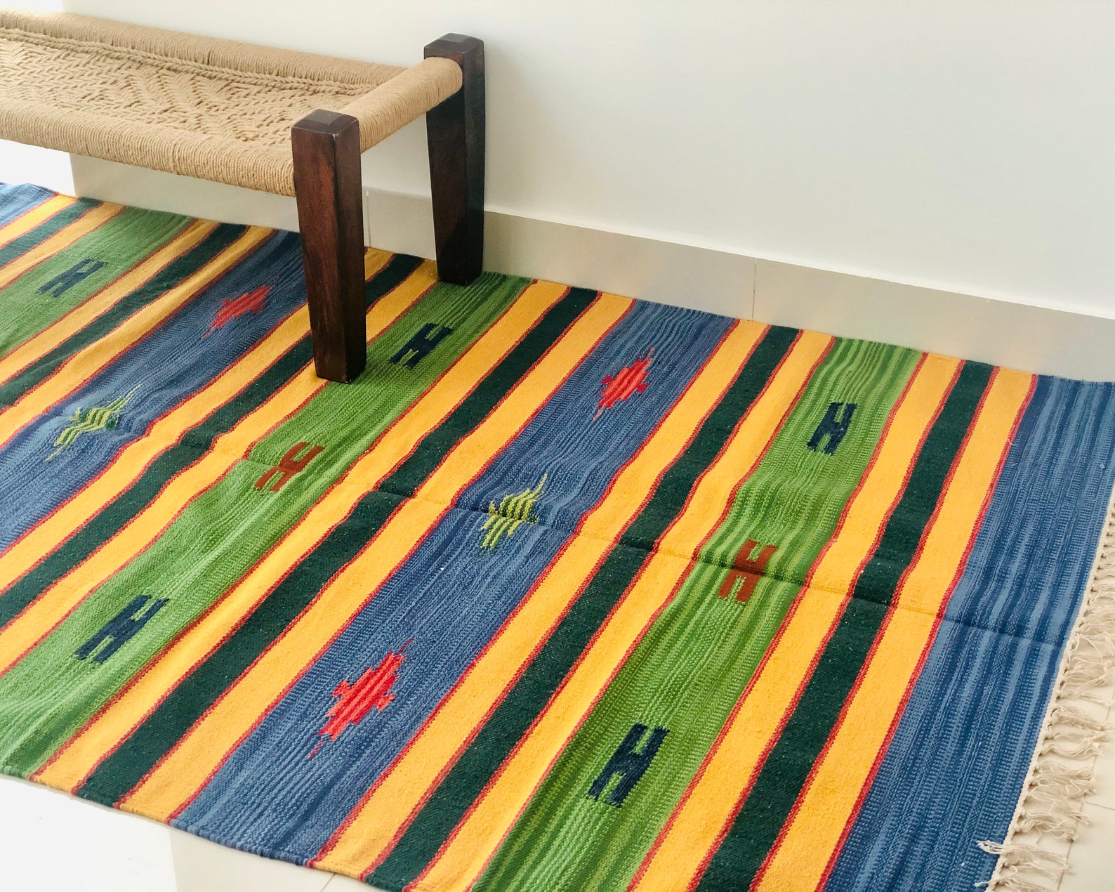 Bright Color Woven Boho 4x6 Area rug Cotton rug Bohemian Etsy