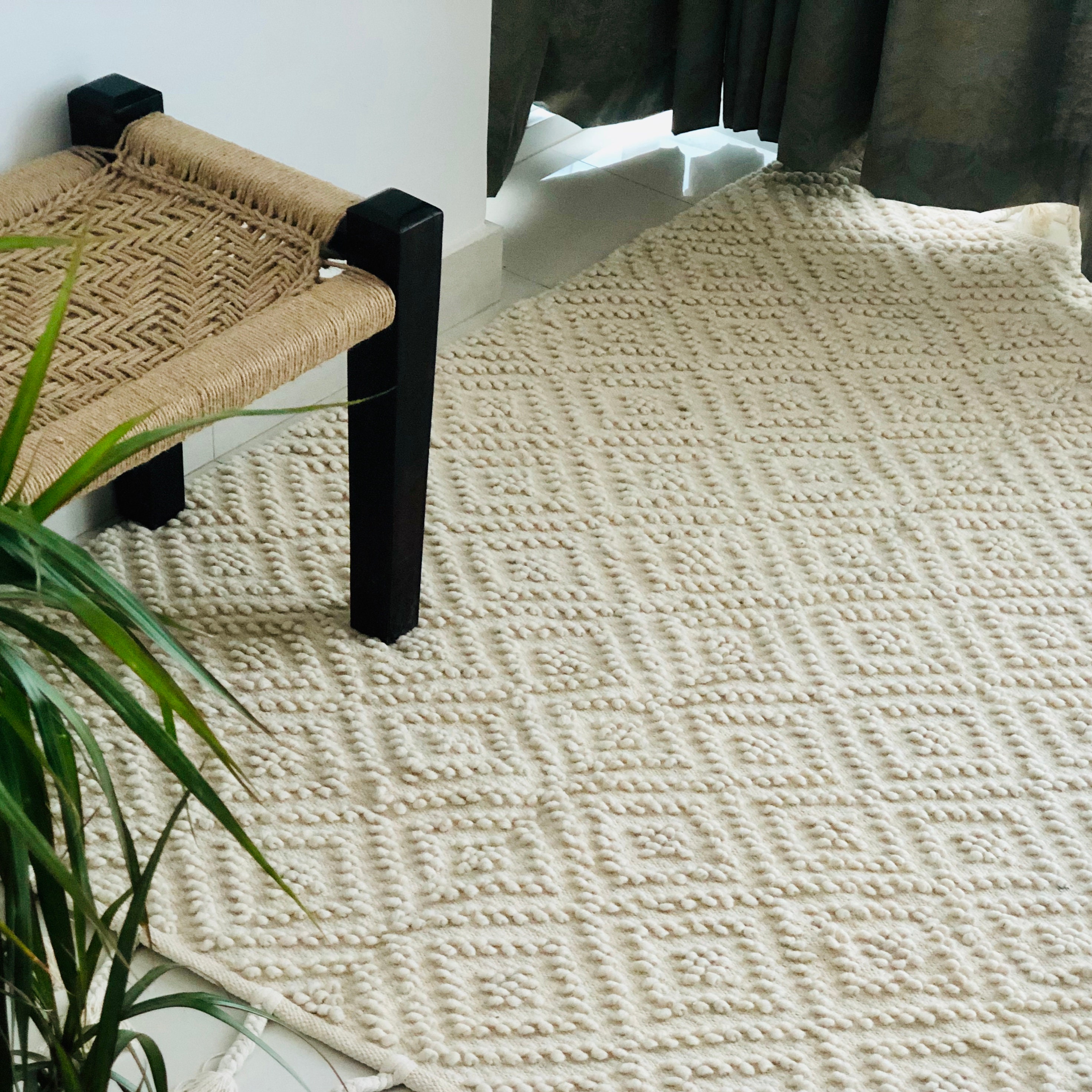 Boho Scandi Area Rug Wool Woven Rug Bohemian Rug Nordic Etsy