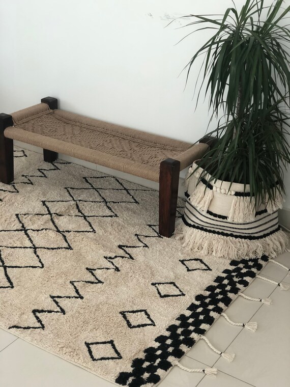 Moroccan Rug Hand Tufted Cotton Rug Tribal Design Rug Area Etsy