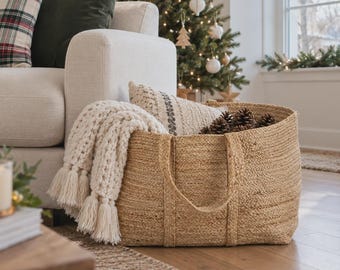 Cesta de almacenamiento tejida extragrande: Cesto de ropa trenzado