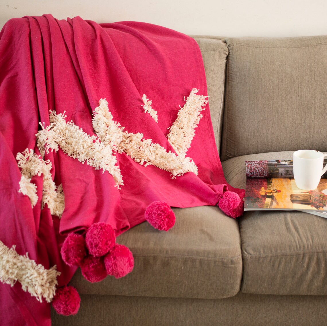 Pink Moroccan Blanket Boho Throw Blanket Dorm Bed Decor Etsy