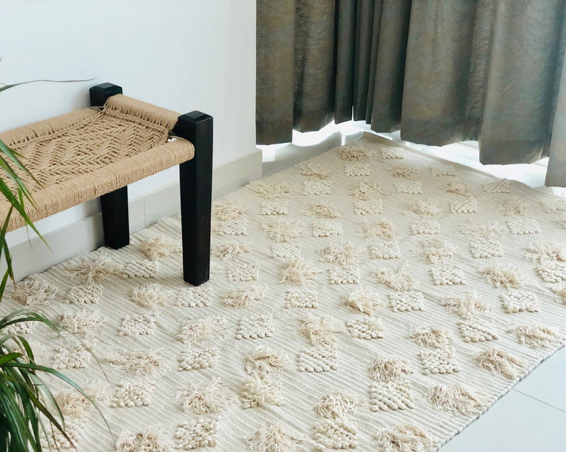Ivory Boho Scandinavian Rug Bohemian 4x6 Area Rug Cotton Etsy