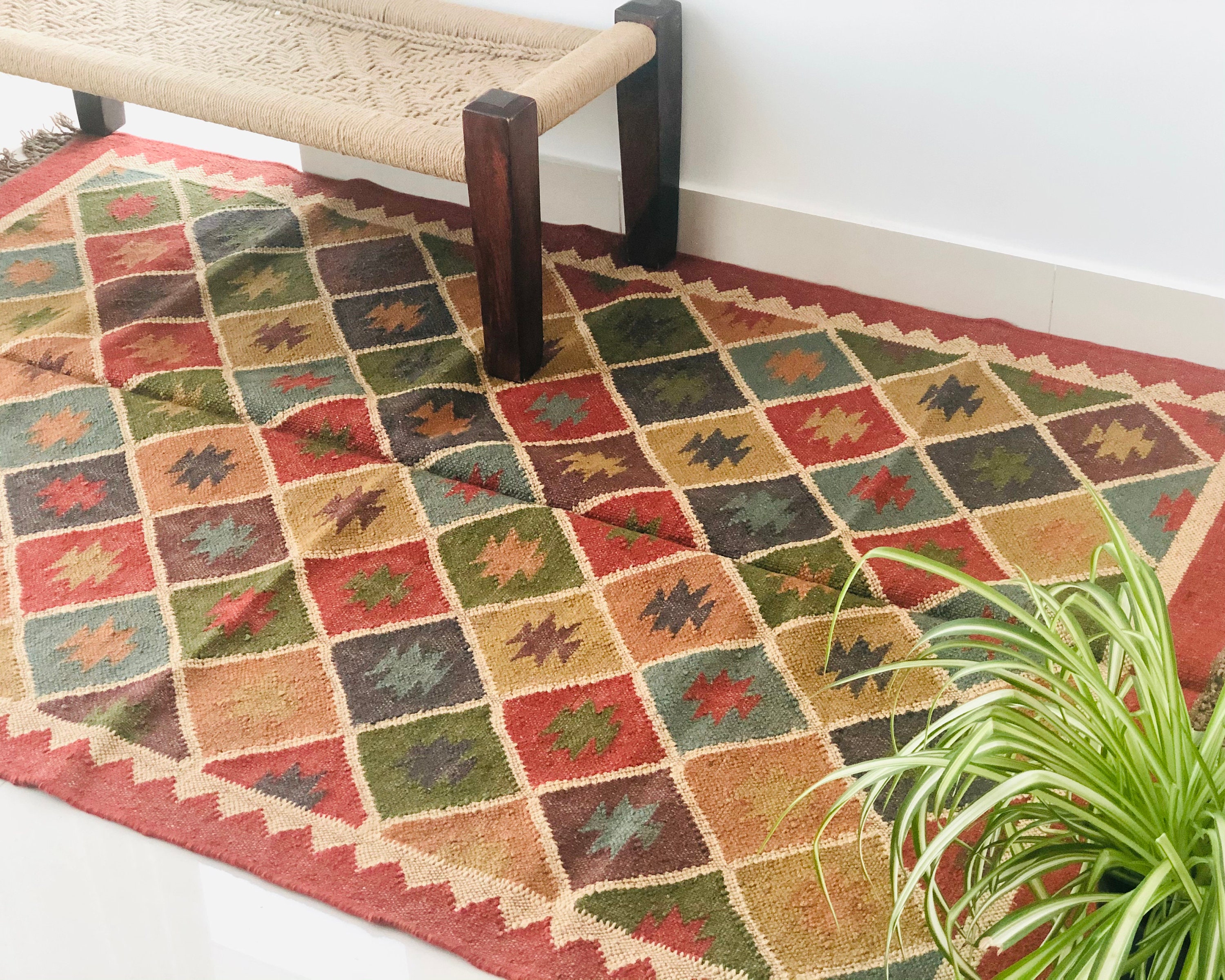 Dhurrie Rug 4x6 Feet/living Room Rug/indian Kilim Rug/jute Etsy UK