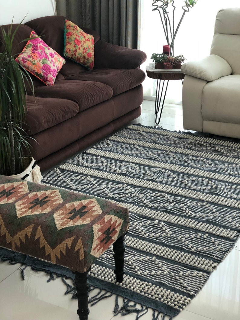 Scandinavian Rug Grey Farmhouse rug 5x8 Wool Handwoven Rug Etsy