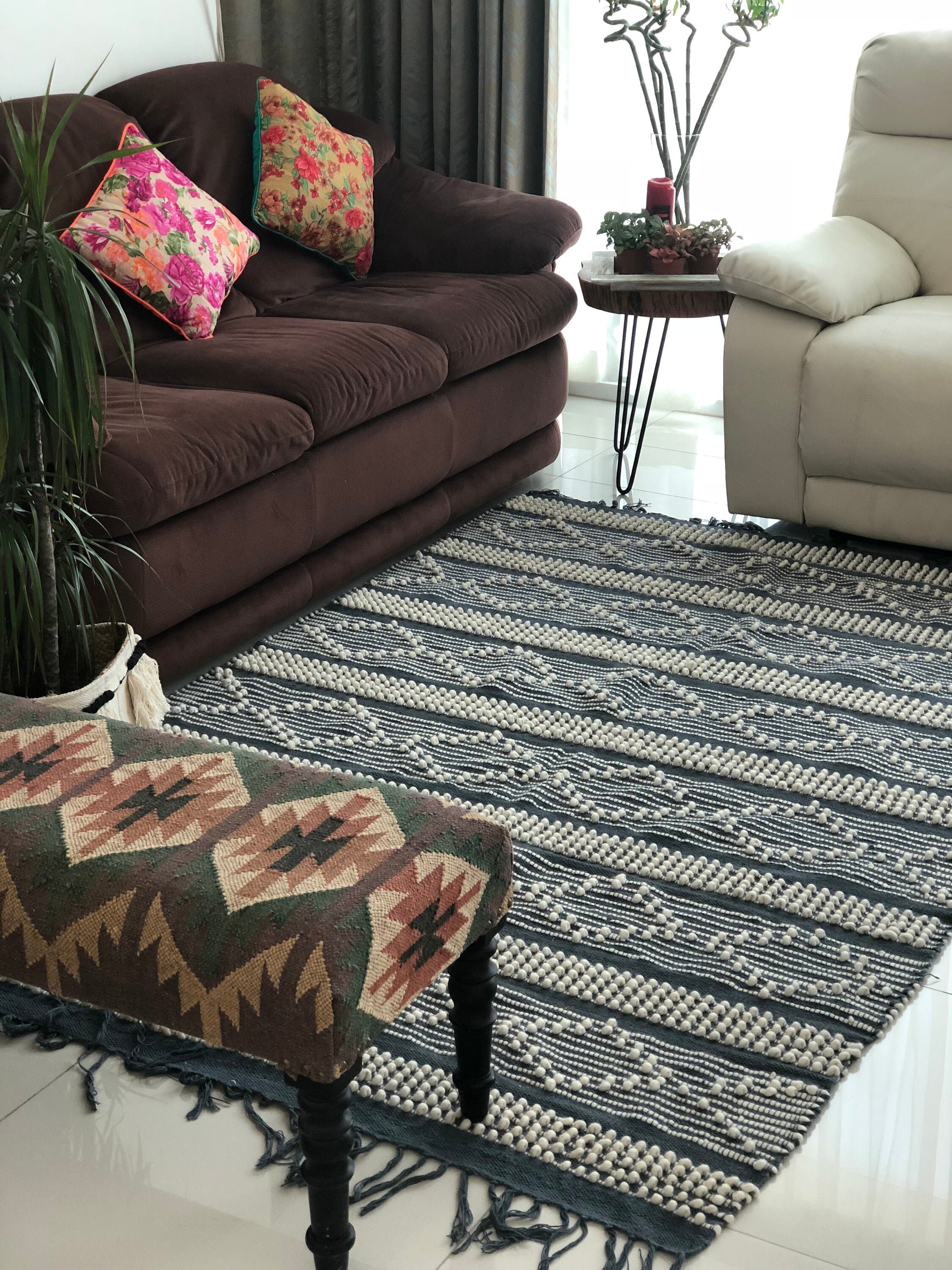 Scandinavian Rug Grey Farmhouse rug 5x8 Wool Handwoven Rug Etsy