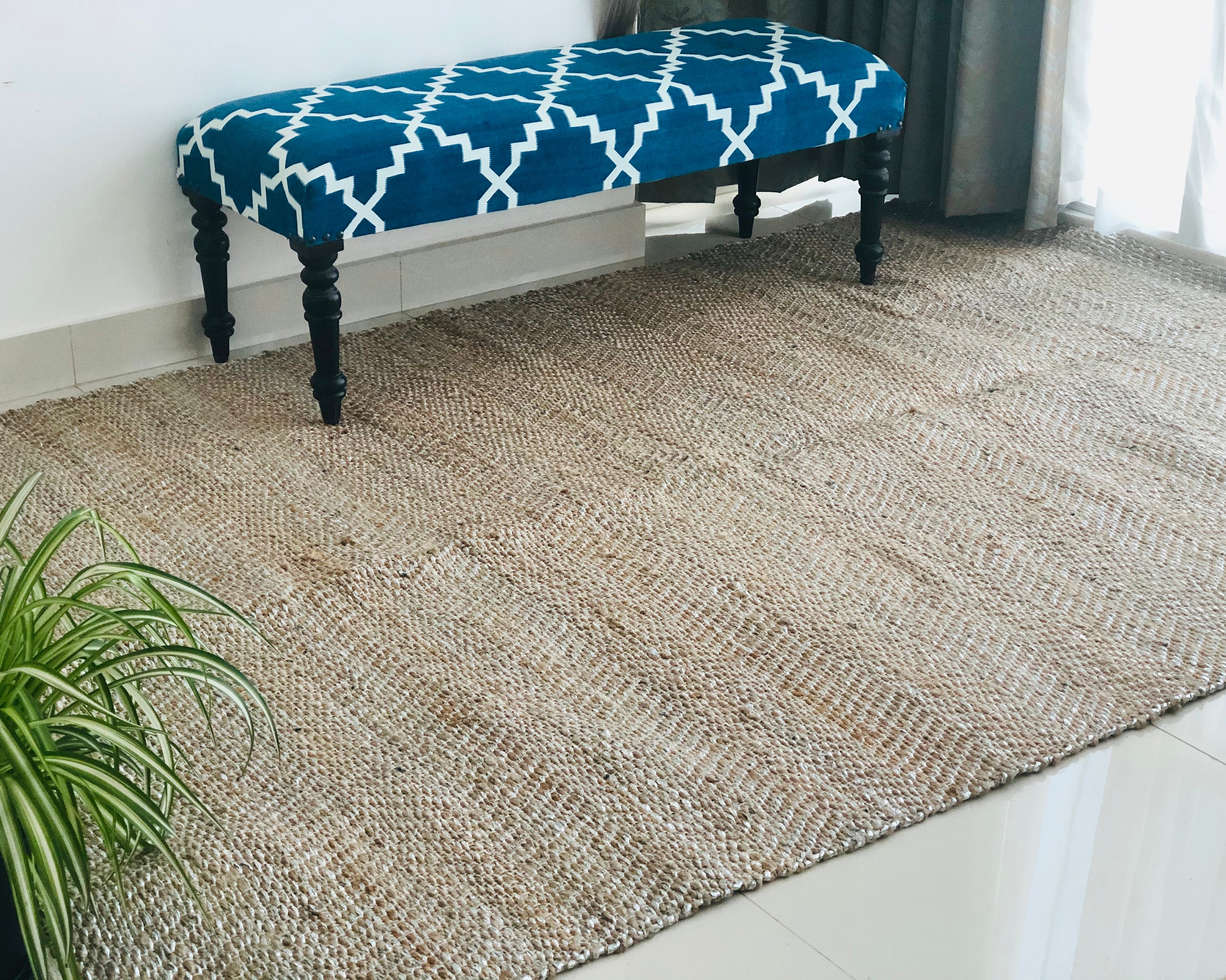 Jute Rug silver 5x8 Area rug Natural fiber rug Living room Etsy