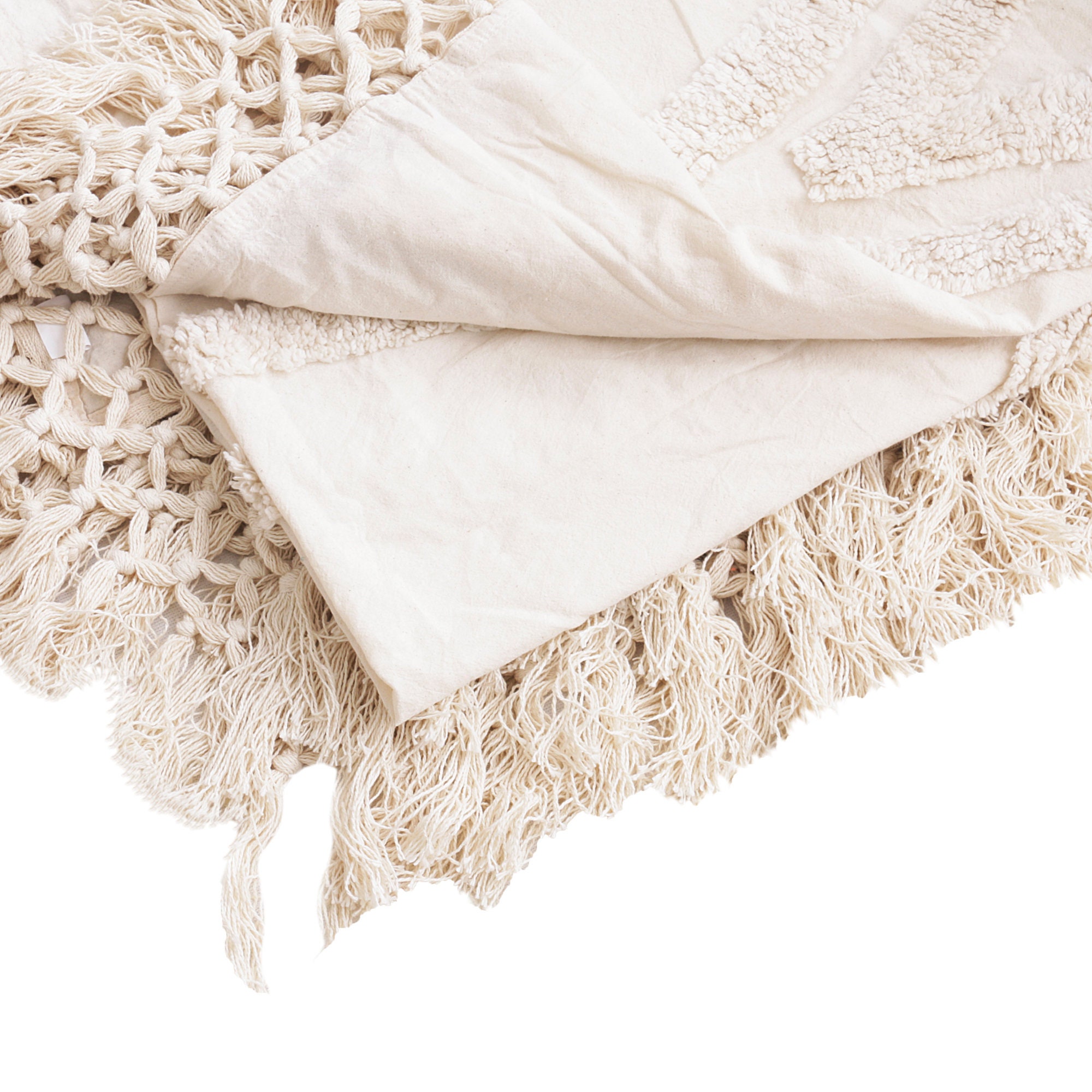 Beige throw blanket with tassels/Boho throw blanket/Couch Etsy