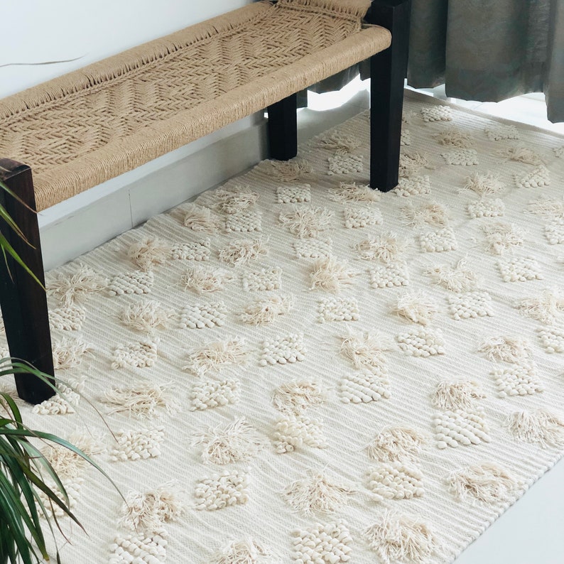 Ivory Boho Scandinavian Rug Bohemian 4x6 Area rug Cotton Etsy