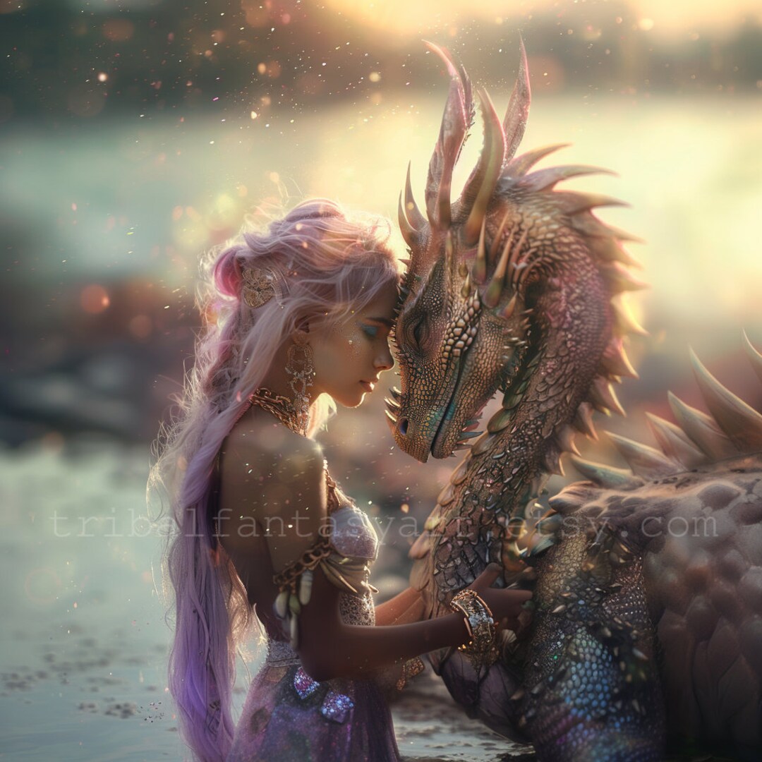 Dragon Love | Beautiful Princess Fairytale | Fantasy Ai Art | Instant ...