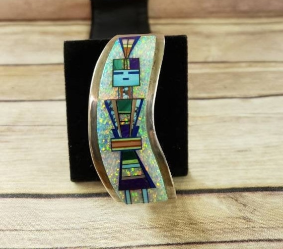 Desert Southwest Sterling Silver Inlay Kachina Br… - image 1