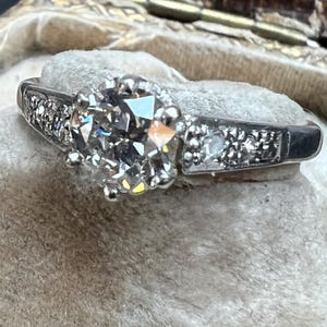 Antique diamond ring 0.65ct platinum, US 6.5 UK M1/2