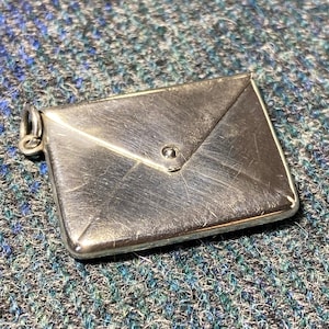 Antique silver stamp case pendant 1915