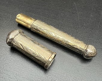 Antique silver gilt needle case