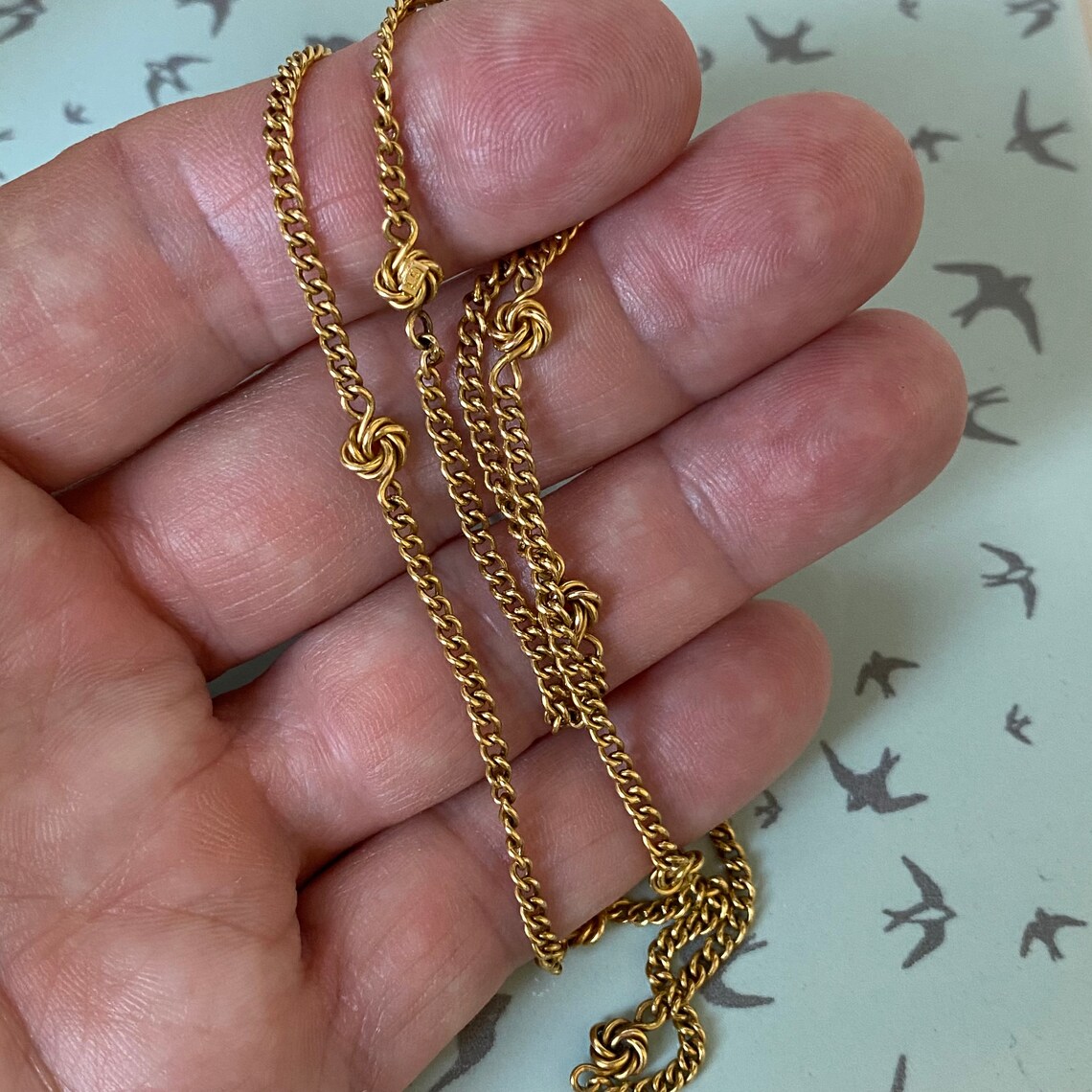 Antique 15ct Gold Chain Necklace with Knots large Bolt ring Etsy
