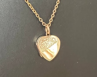 Antique gold heart locket, 1924,