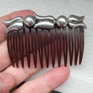 Vintage silver hair combs pair circa 1970’s