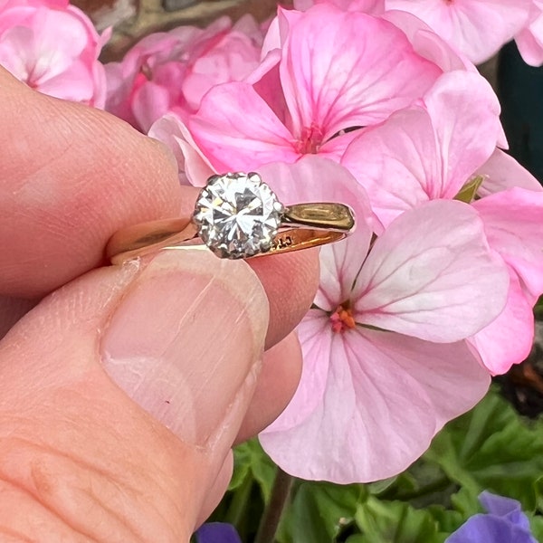 Vintage diamond ring 1960’s engagement 18ct gold and platinum US size 7 UK size N1/2