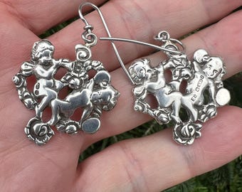 Vintage silver earrings 1960’s cherubs