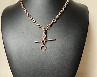 Antique 9ct rose gold watch chain necklace circa 1920 rare link