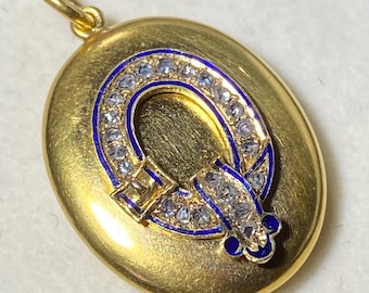 Victorian diamond 18ct gold locket with enamel
